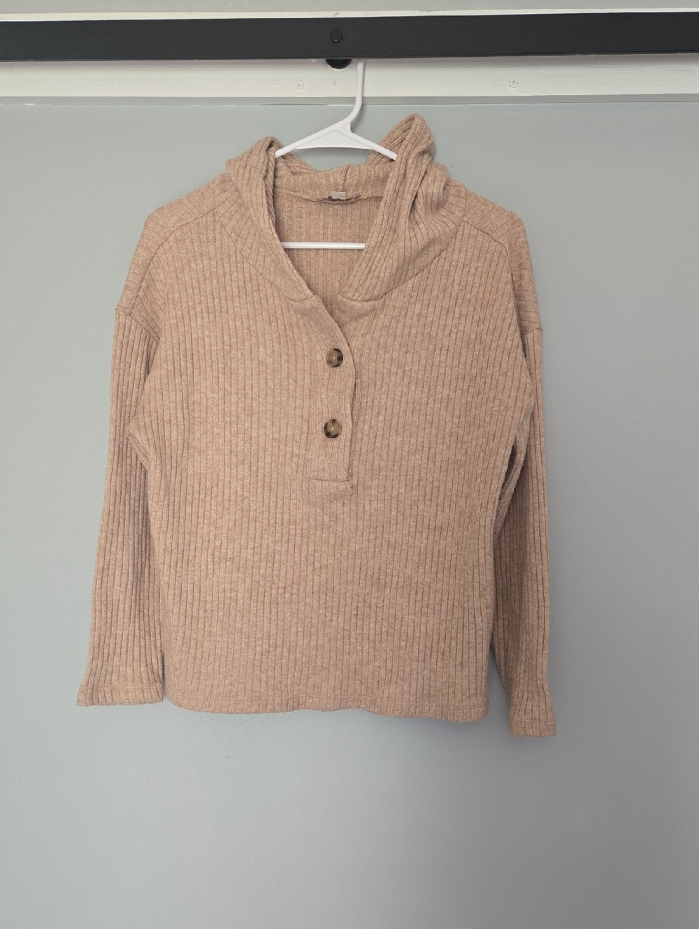 LOFT Ribbed Henley Hooded Sweater